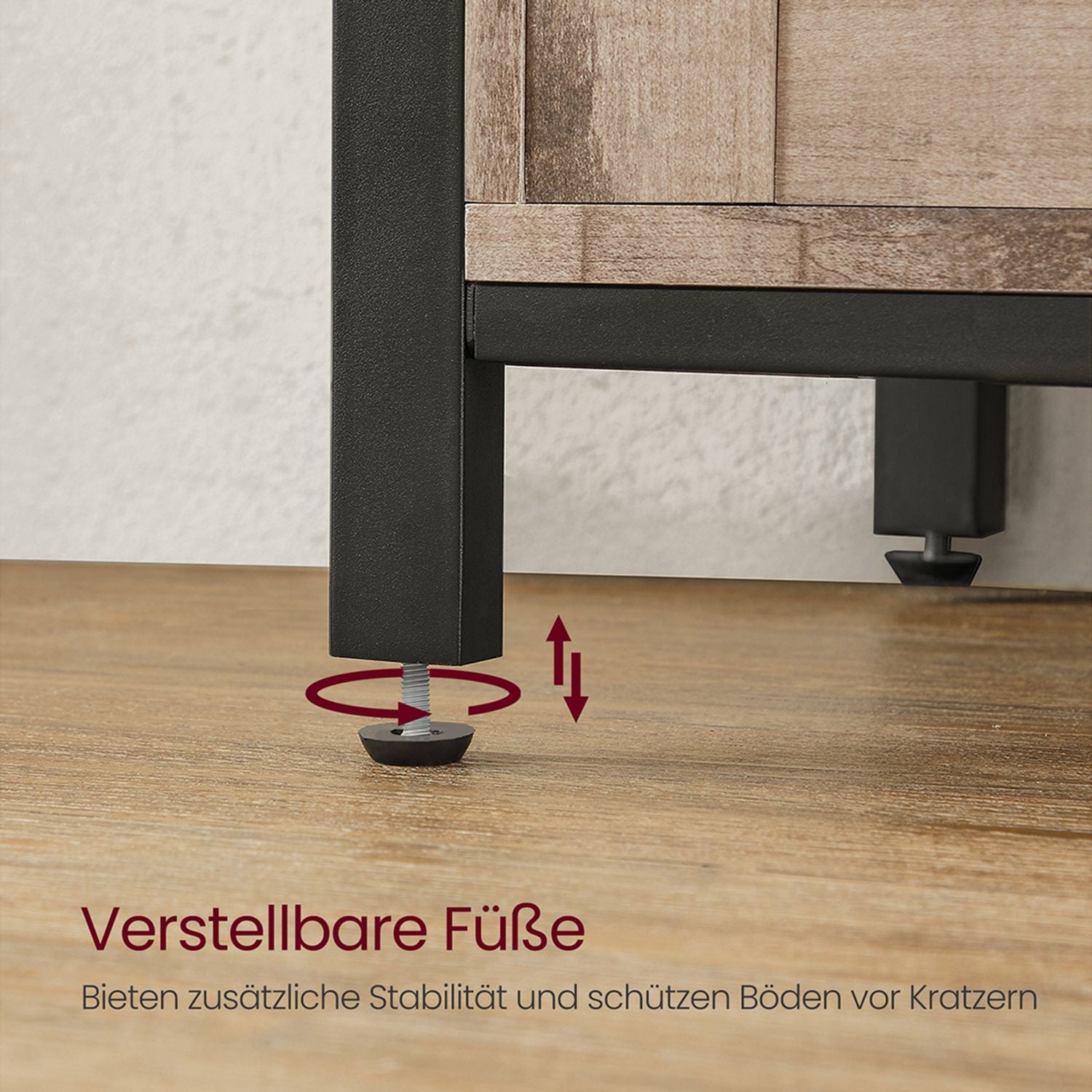 Buffet De Cuisine, Avec 2 Portes Coulissantes, 100 x 33 x 80 cm, Style Industriel, Couleur Boisée - 6