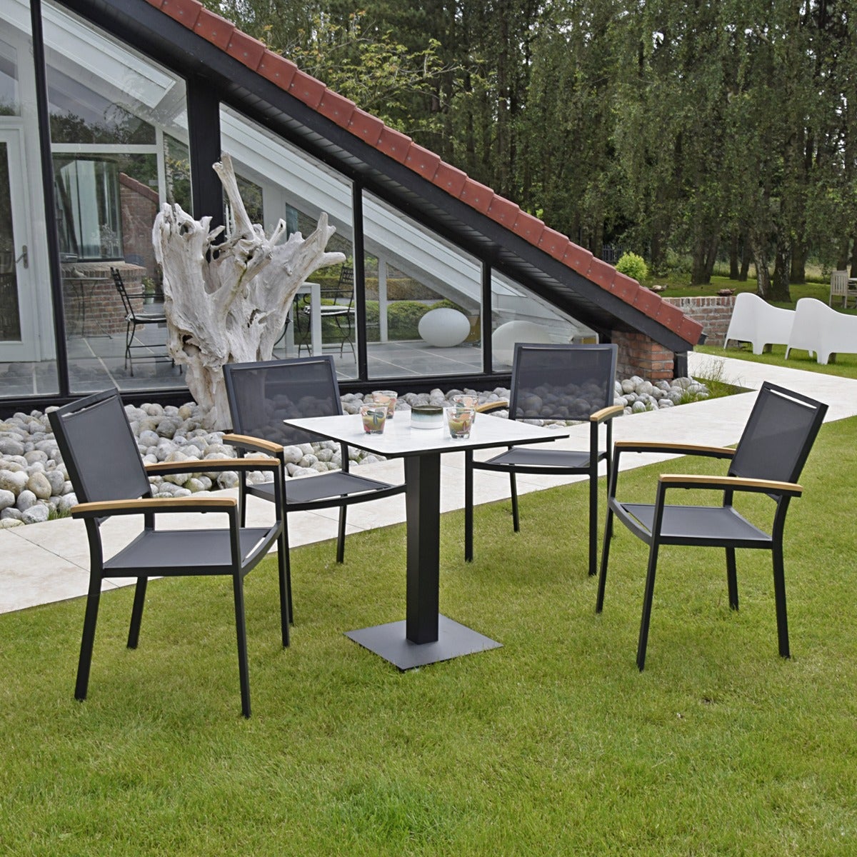 Fauteuil aluminium et textilène noir Casablanca - 6