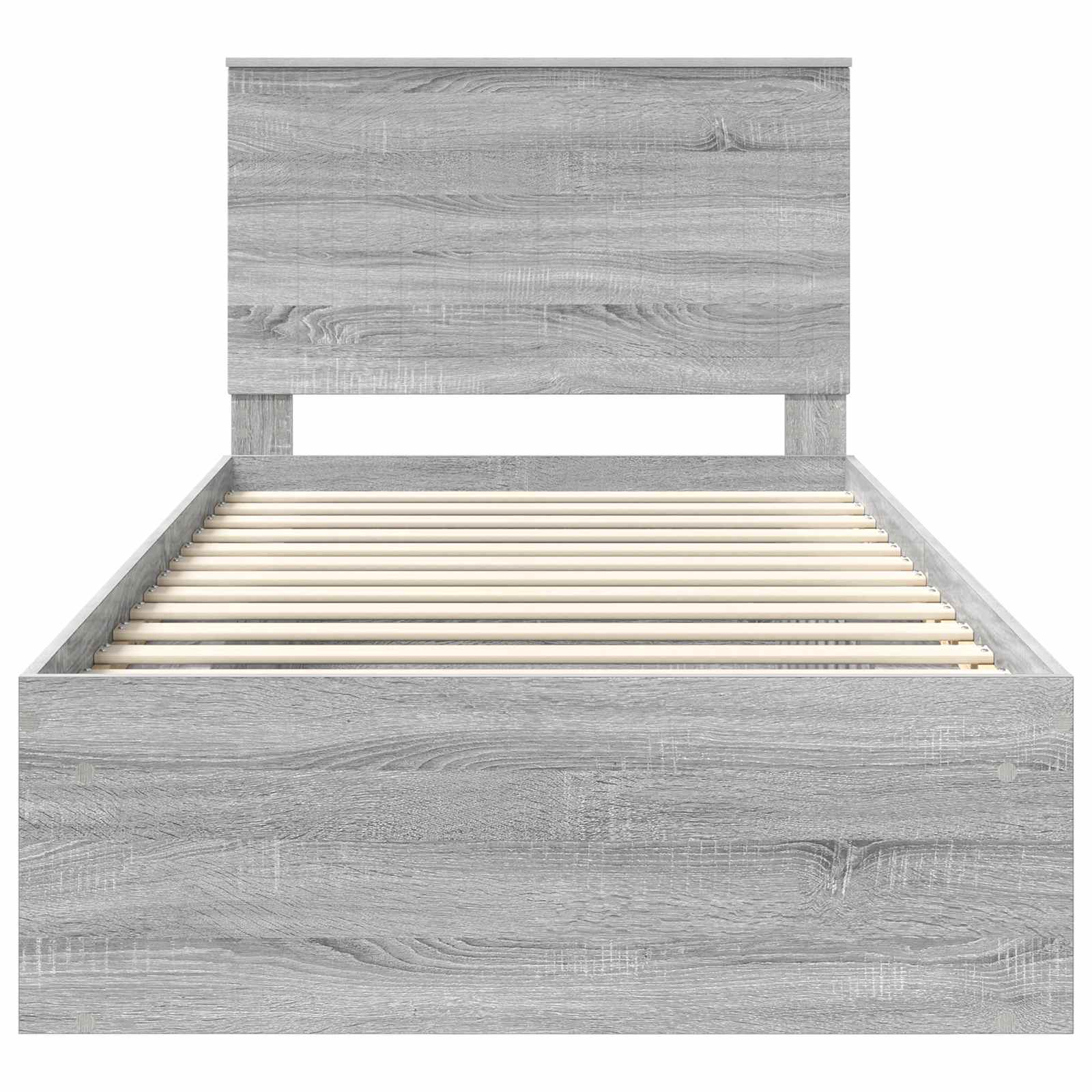 Cadre de lit gris 100 x 200 cm en bois de pin massif - 7