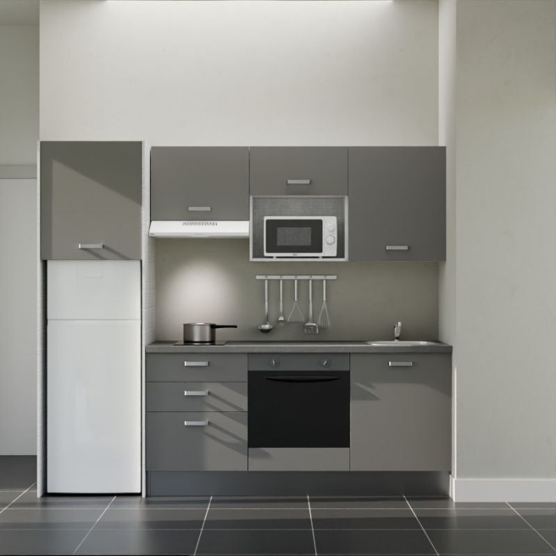 Kitchenette K37L-PT - 240 cm avec plan de travail et évier - Façade ...