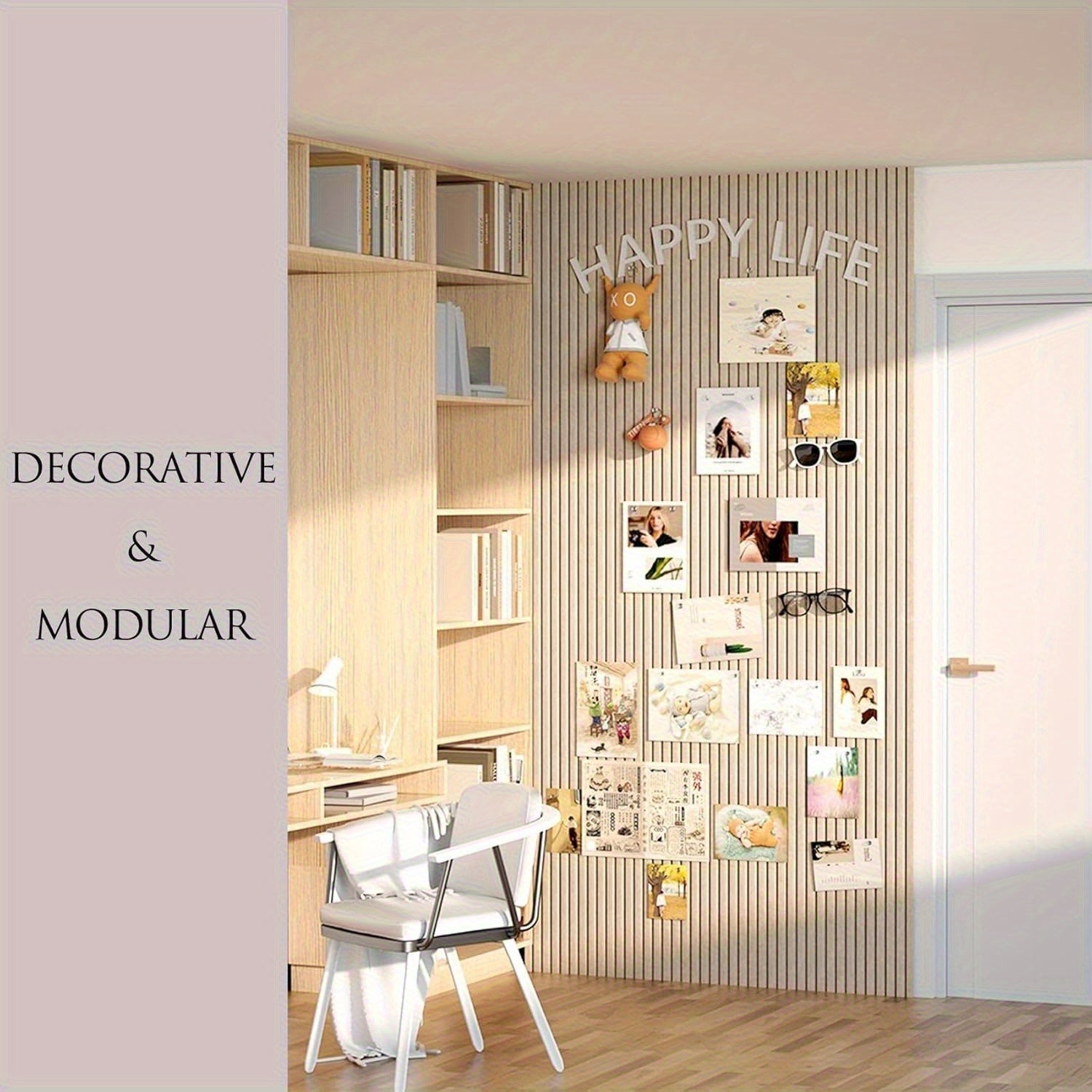 Bacheca in feltro color cammello scuro, bacheca con puntine, ideale per adesivi da parete per ufficio, 60 x 40 cm. - 4