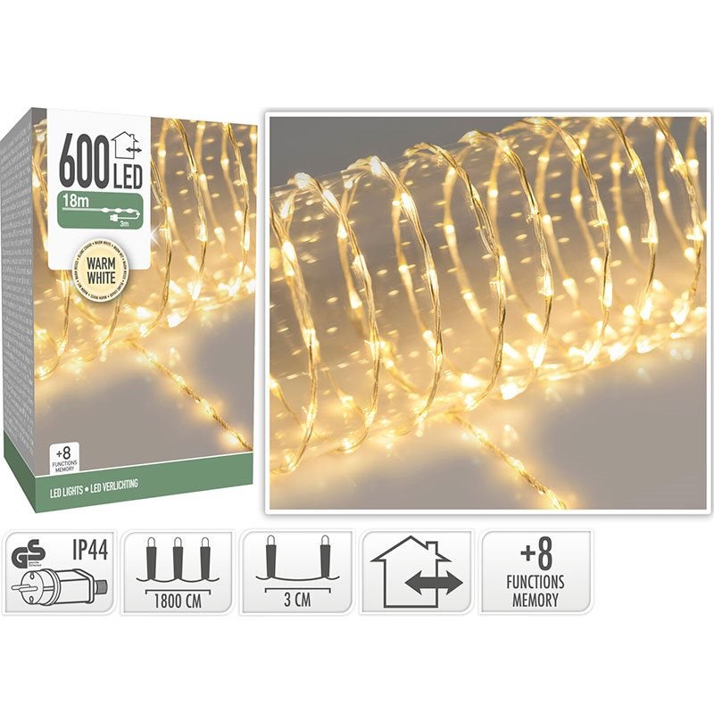 Ghirlanda Di Luci LED Per Esterni, 400 Luci Bianco Caldo, 8 Modalità, Timer, IP44, Per Natale, Giardino, Balcone