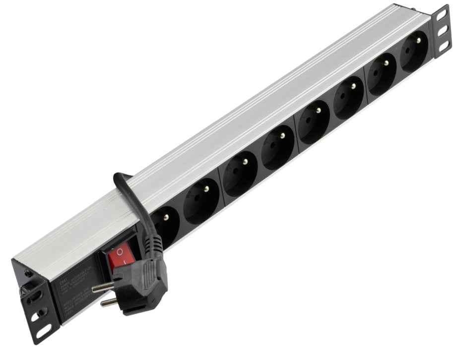 NEKU Listwa zasilająca RACK 19'' 1U 8 gn wyłącznik