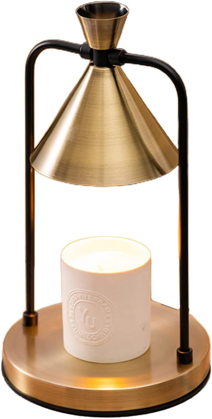 Lampe Chauffe-bougie Avec Minuterie – 312 Cristaux K9, Dimmable, Dorée, 50W