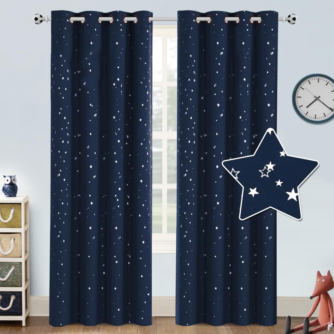Cortina Navideña Con Estrellas – Bufanda Decorativa Prefabricada De Jacquard Blanco, 60x240cm, Kräuselband/Tunnelzug