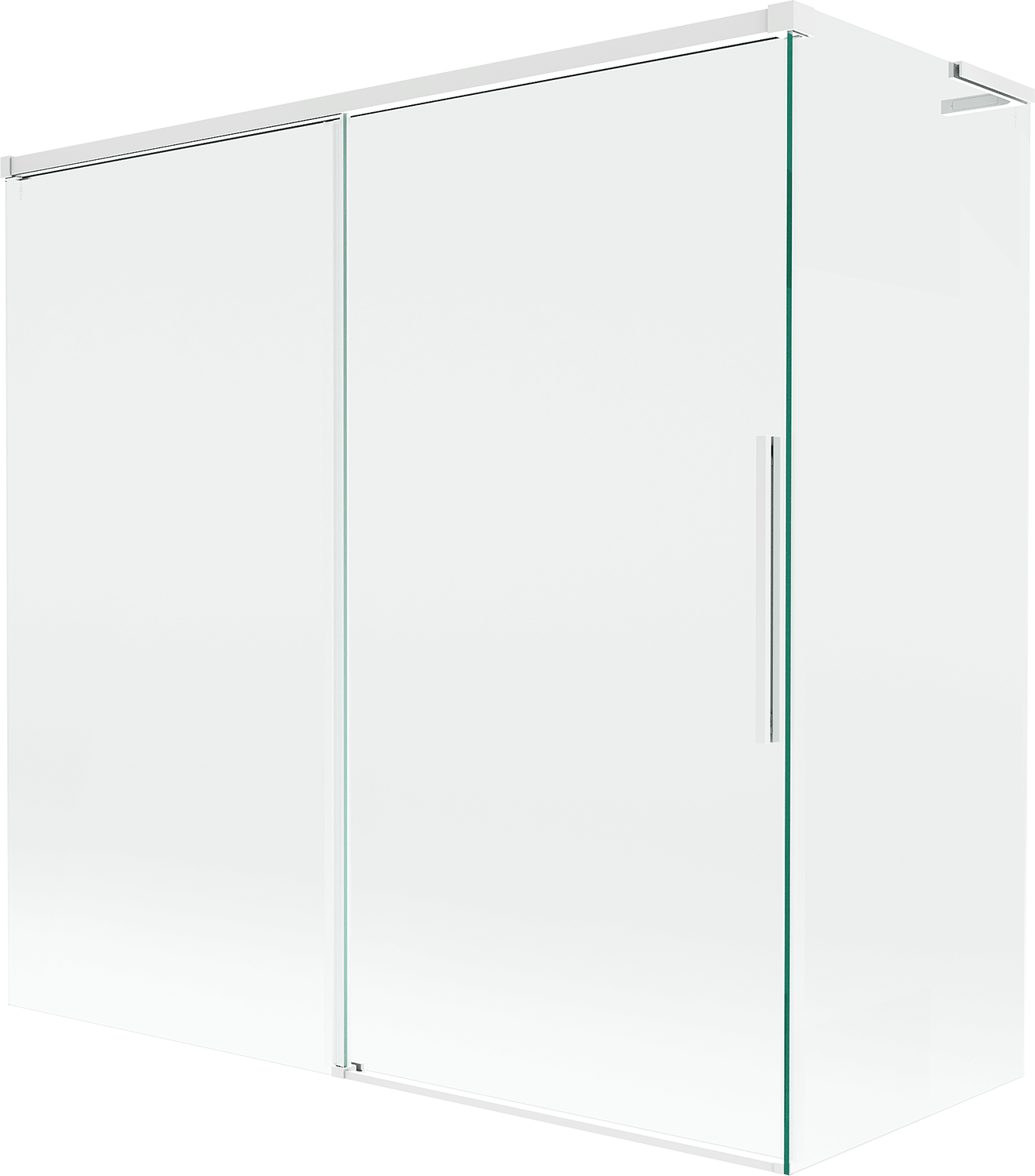 Mexen Rox L parawan nawannowy 2-skrzydłowy rozsuwany 160 + 80 x 150 cm, transparent, biały - 8C9L-160-080-20-00