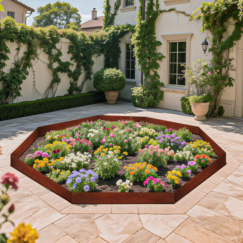 Bordure de jardin avec pointes DIY Bordure de pelouse Bordure de gazon Galvanisé Métal Bordure de parterre avec des gants Rouille 100x20cm 15m - 7