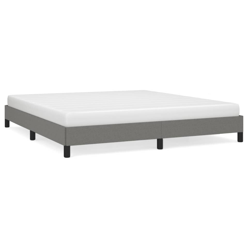 Cadre de lit sans matelas, tissu, gris foncé, pour la chambre, 160 × 200 cm - 2