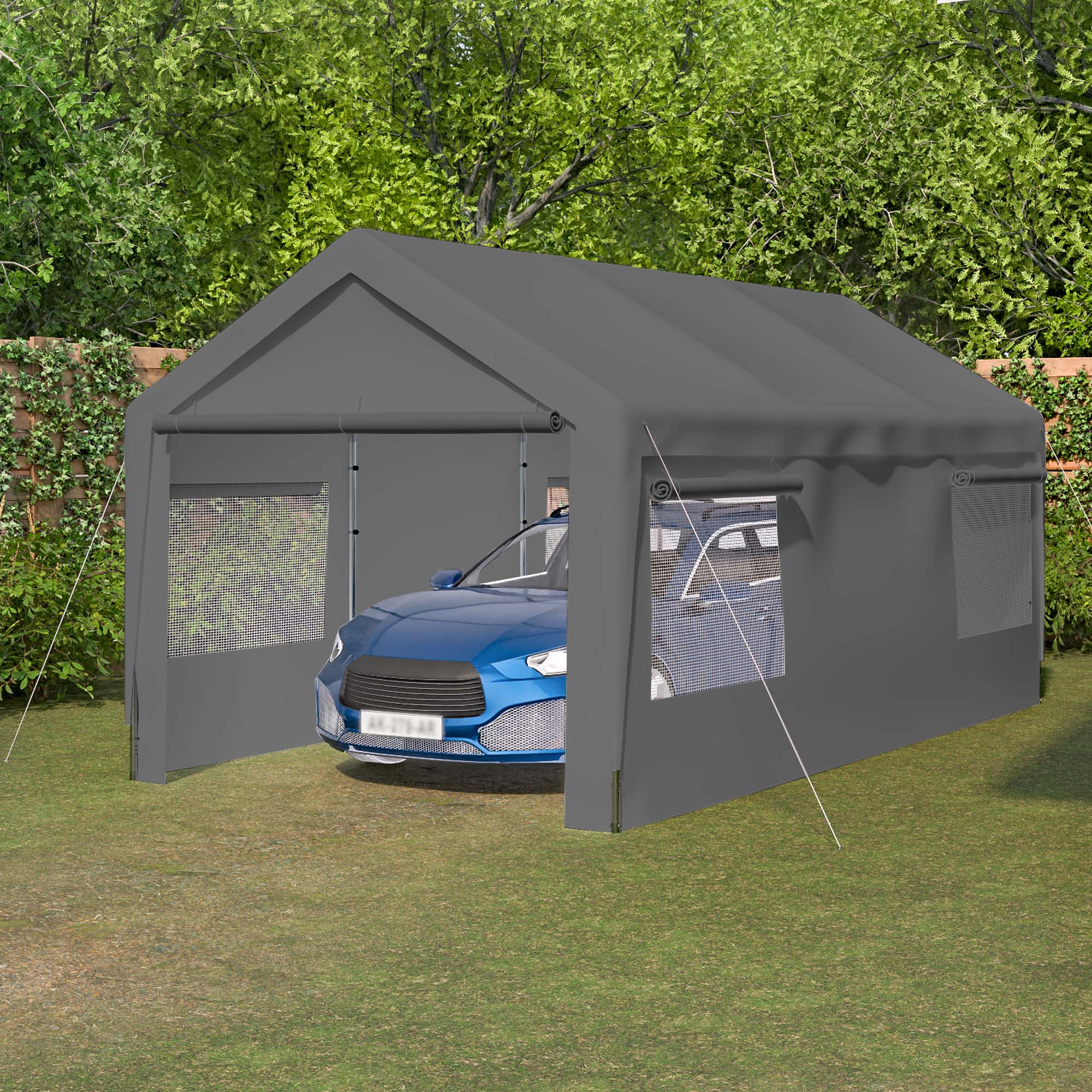 Carport Tenda Garage 3x6 M - Extra Large, Resistente, Con Finestre Roll-Up, Per Auto, SUV, Barche, Camion - Foto 11