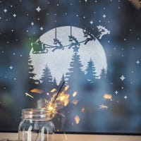 Pochoir De Noël A4 Clair De Lune - Traneau Du Père Noël Et Rennes - Découpe Laser Fine, Lavable Et Réutilisable - Fabriqué En France