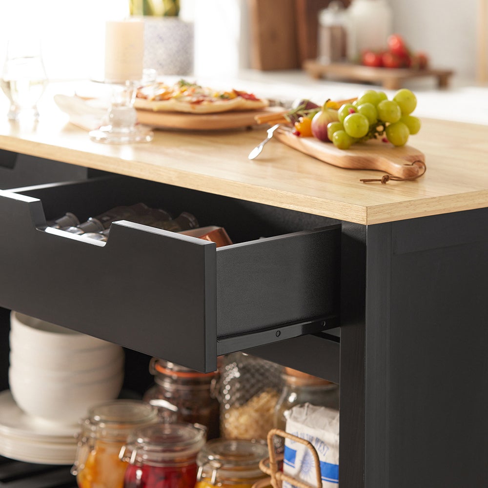 SoBuy FKW74-SCH Cuisine Buffet Desserte de Cuisine à roulettes Table Roulante Meuble de Rangement pour Cuisine et Salon avec 2 tiroirs et 2 étagères - 6