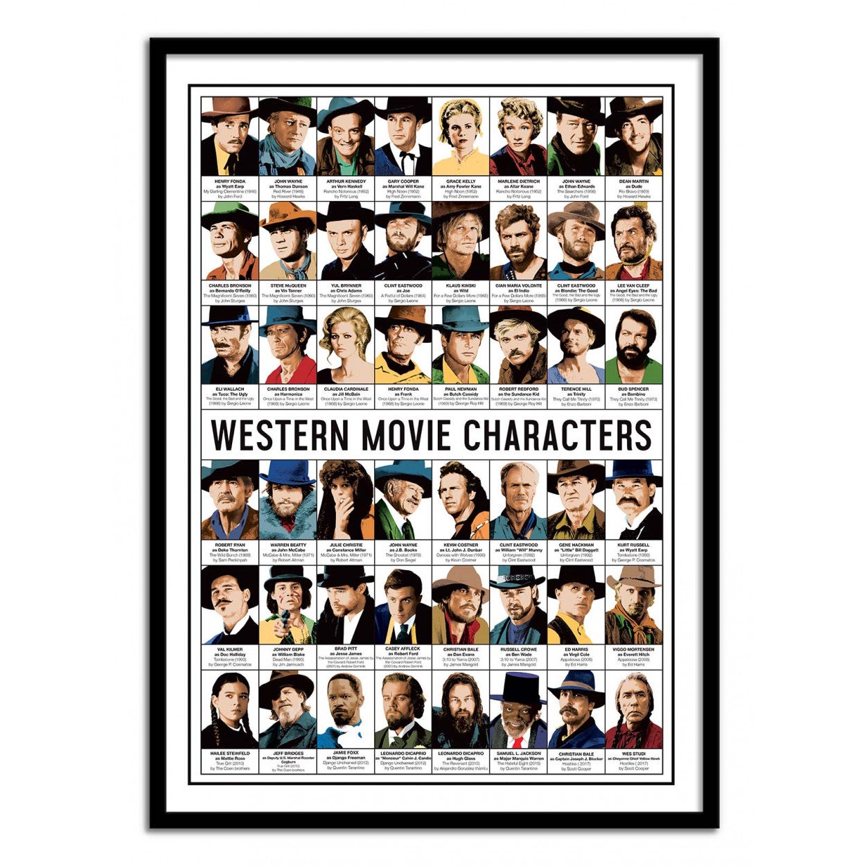 Affiche d’art 50 x 70 cm - Western Movie Characters - Olivier Bourdereau - 2