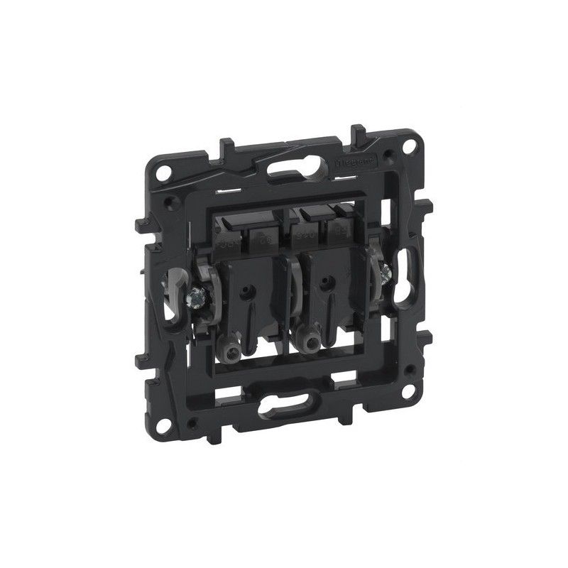 Interrupteur Double Legrand Niloé Step 10AX, Couleur Aluminium - Pour Installation Encastrée, Bornes Automatiques