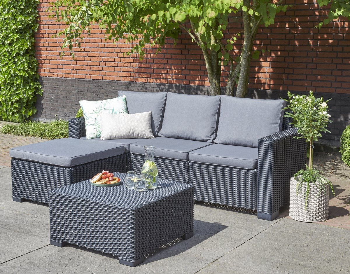 Salon de jardin California Canapé 3 places + Pouf + Table basse - Anthracite - KETER - 5