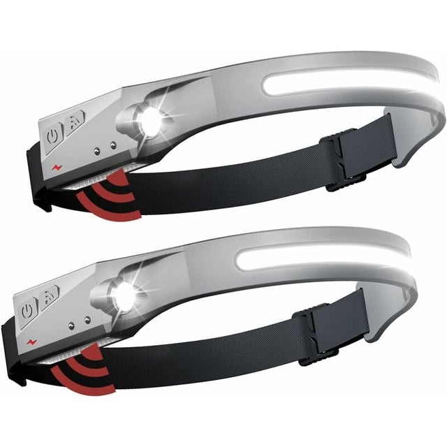 2x phares extérieurs phare grand angle phare LED rechargeable phare à faisceau de batterie lampe de course étanche pour lumières de camping randonnée