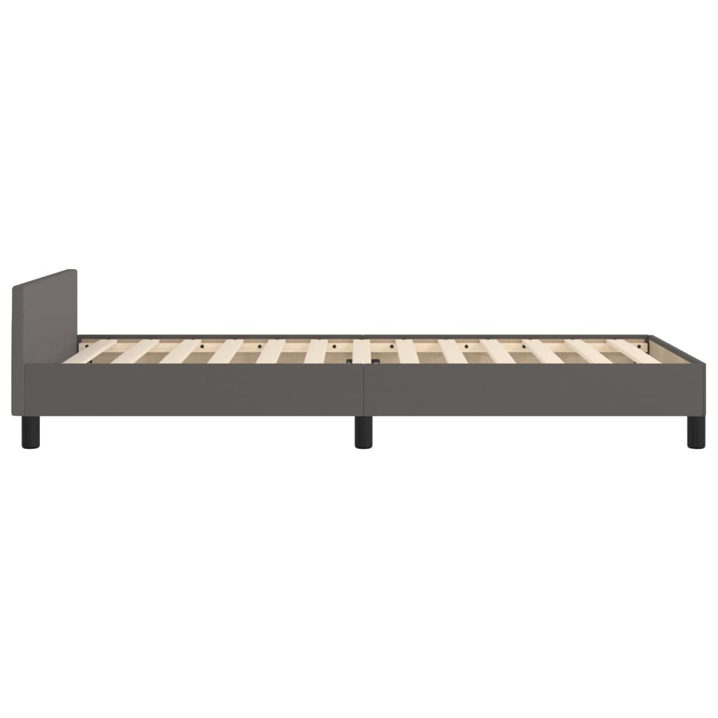 Cadre de lit sans matelas gris 100 x 200 cm similicuir - 7
