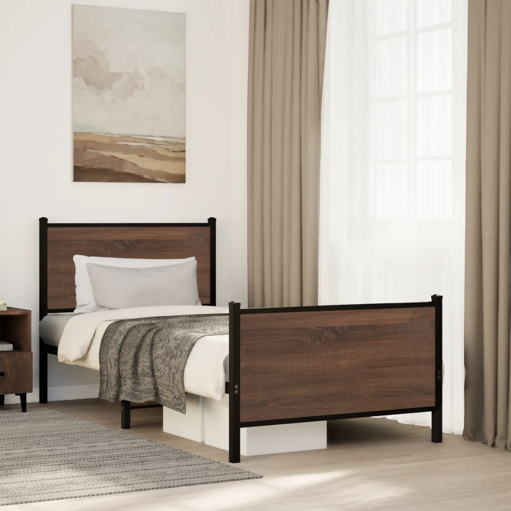 Łóżko Metalowe Czarne Rama łóżka Ze Stelażem Łóżko Do Sypialni Pokoju 90x190 cm