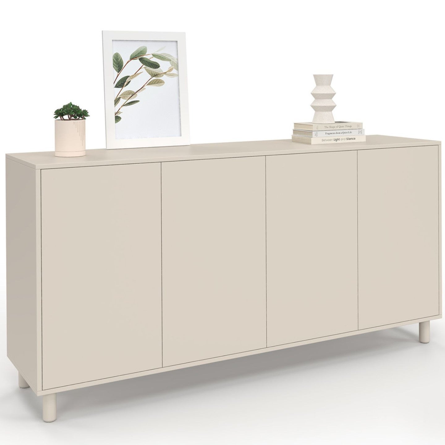 Buffet 160 cm BERTILLE 4 portes bois coloris beige - 2