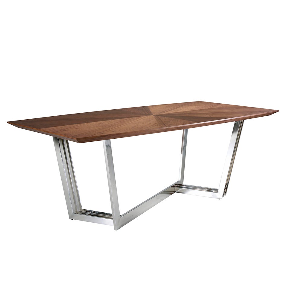 Table à manger baril ovale noyer et acier chromé Ø220 x 110 x 77 cm - 6