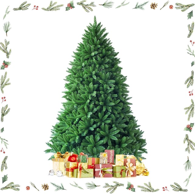 Sapin de Noel Artificiel, 1968 Branches en PVC Ignifuge, Arbre de Noel pour Decoration de Noel dans Maison, Centre Commercial, Vert (225CM)