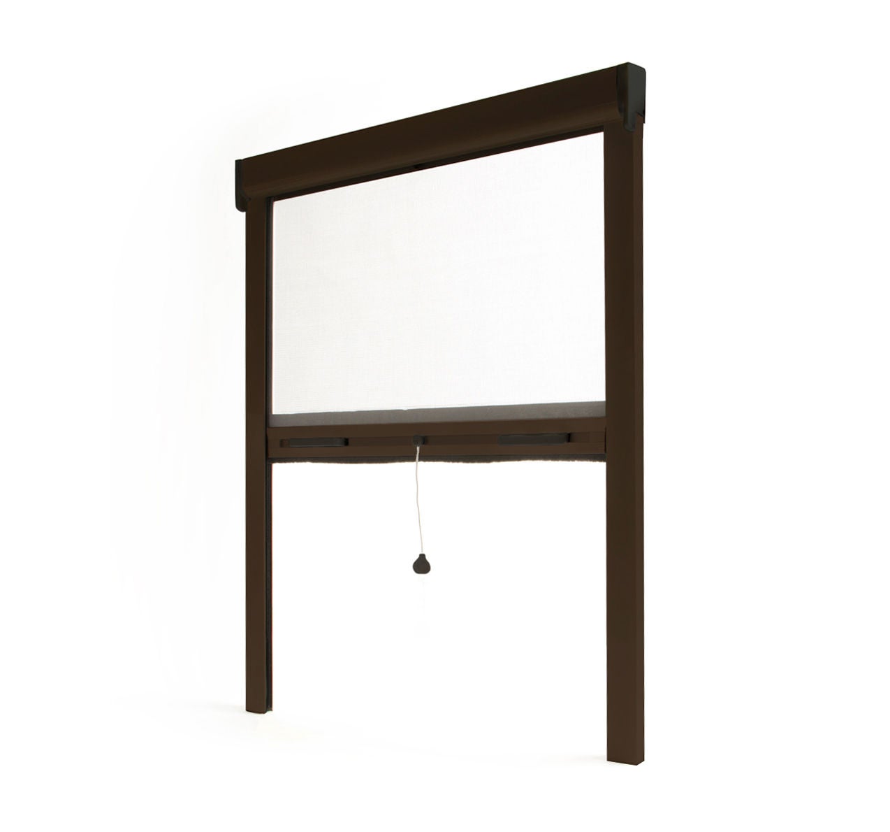 Mosquitera de aluminio para ventana con enrollado vertical recortable h.220 x l.125 cm – acabado marrón ral 8015 – luxe – avosdim