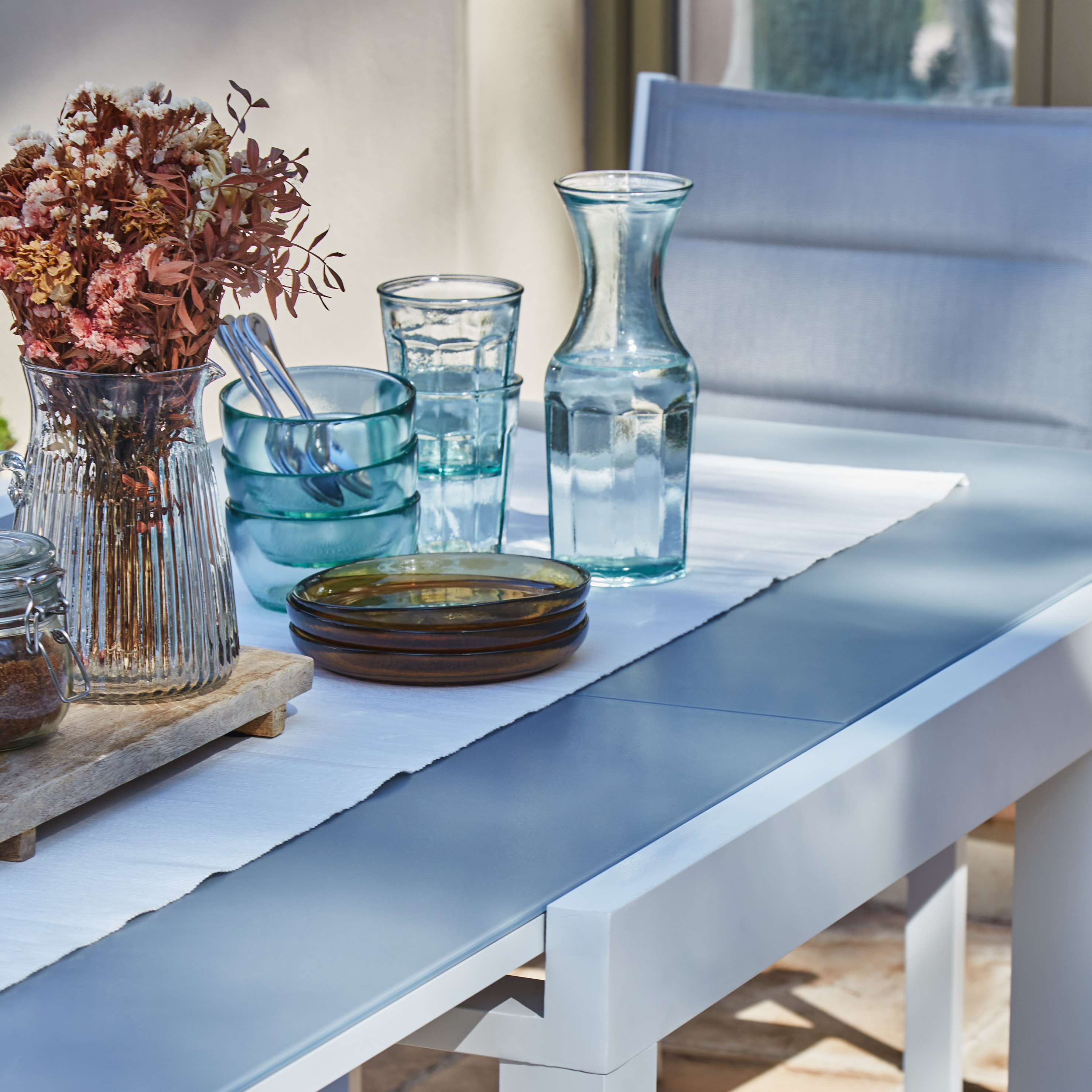 Pack de 6 sillas apilables aluminio blanco y textileno acolchado gris - Tokyo - 6