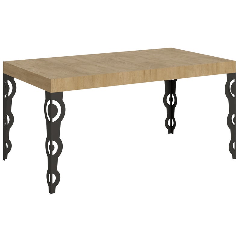 Stół rozkładany Karamay 90x160/264 cm Dąb naturalny z ramą antracytową