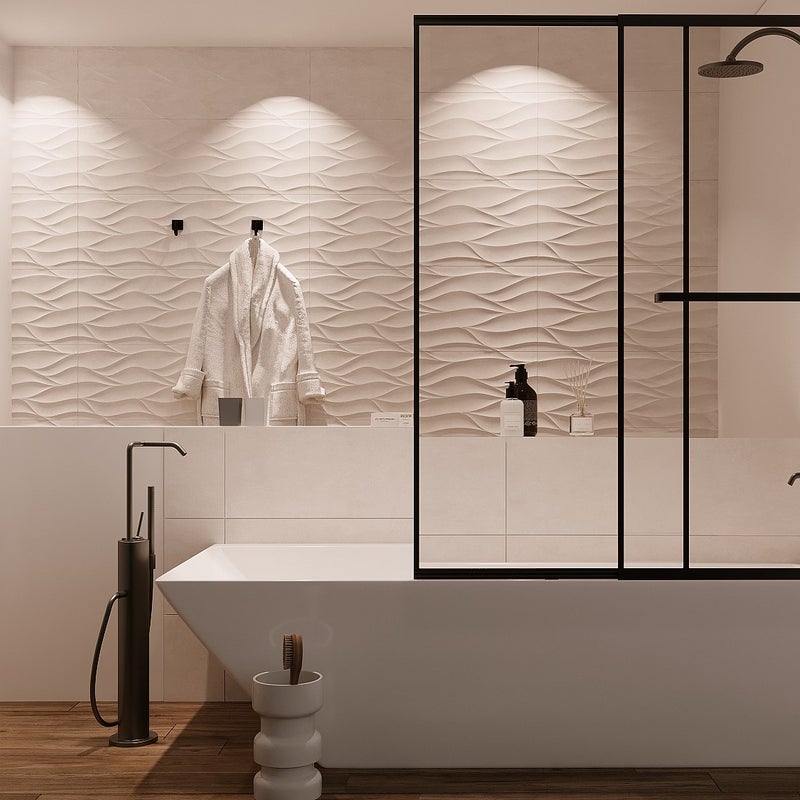 Parawan nawannowy przesuwny w kolorze czarnym matowym z wieszakiem na ręczniki – 120 × 140 cm – WAIMEA