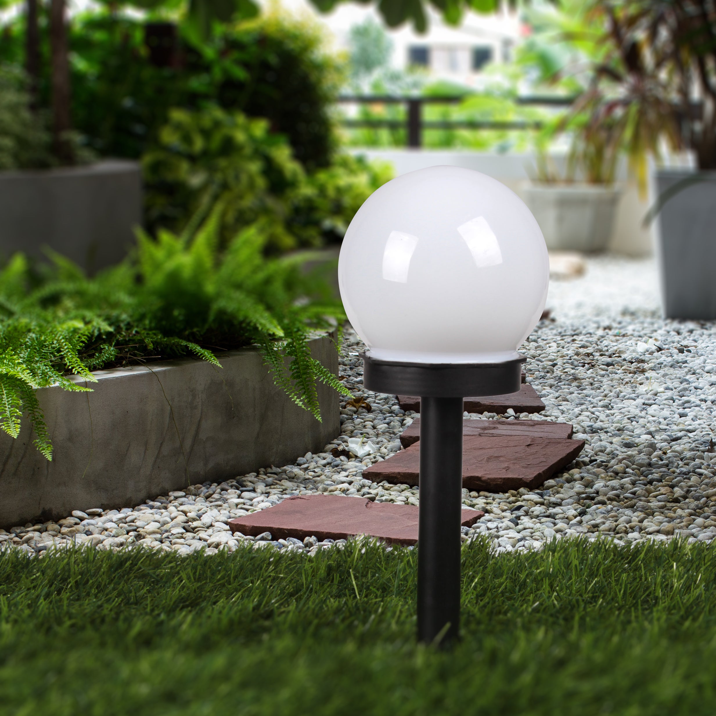 Lampa ogrodowa solarna LED kula 10cm 6000K zimna biel wbijana IP44 MasterLED - 2