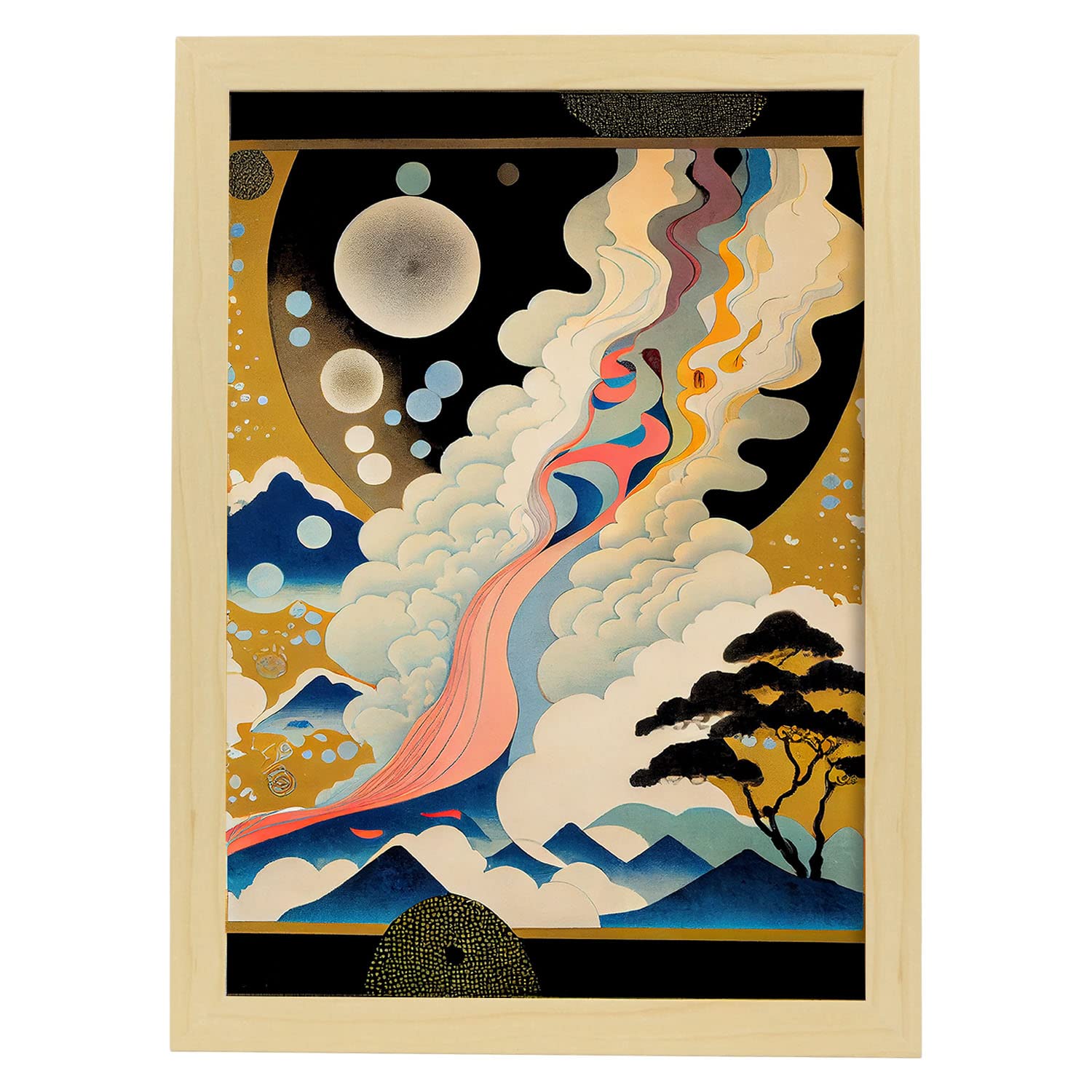Nacnic poster escalera al cielo en el estilo de arte japonés ukiyo paisajes abstractos y suren ilustraciones de arte oriental a3 marcos madera