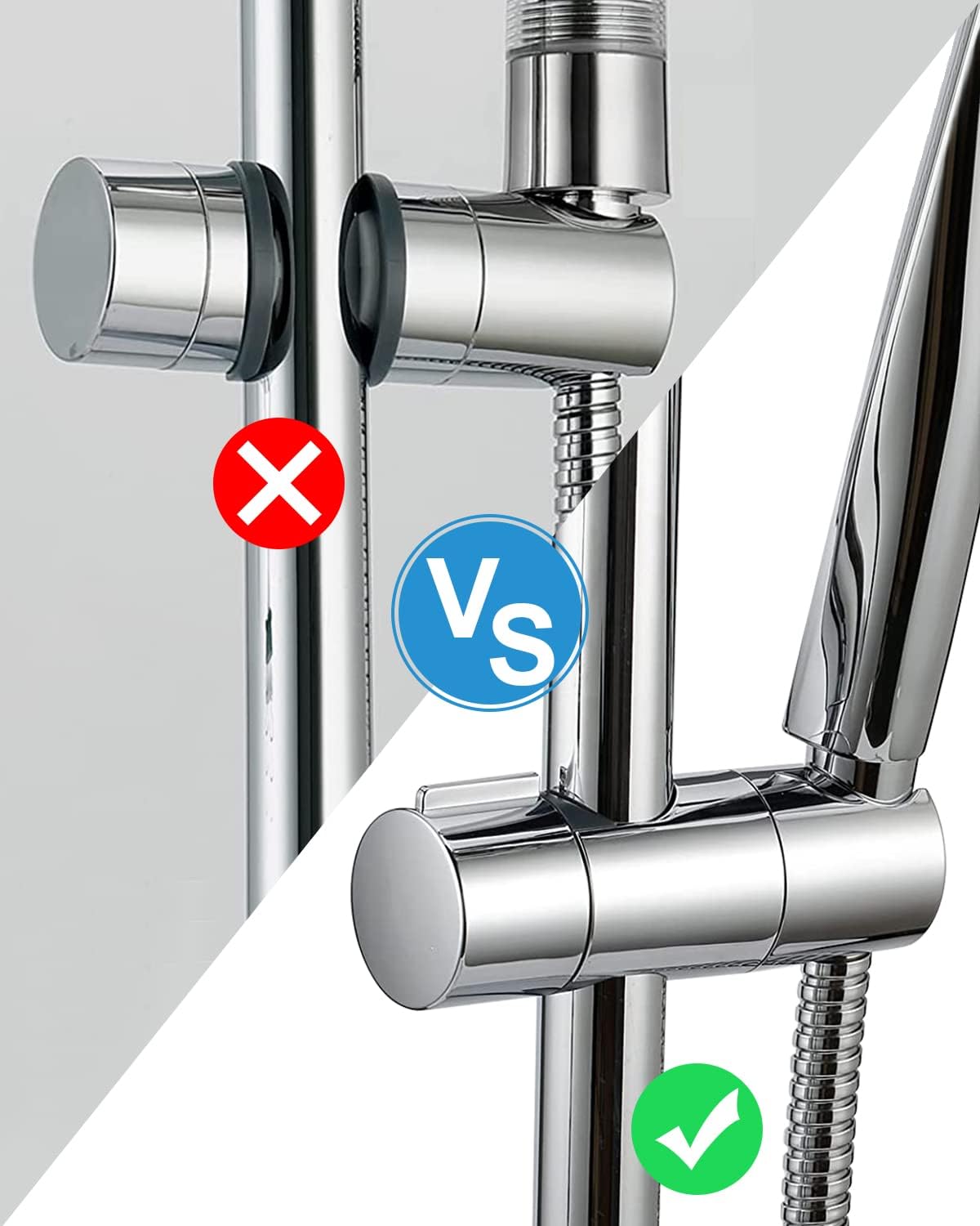 Support de pommeau de douche, adapté à la barre coulissante réglable de 18 à 25 mm, aucun perçage requis, rotation à 360° - 7