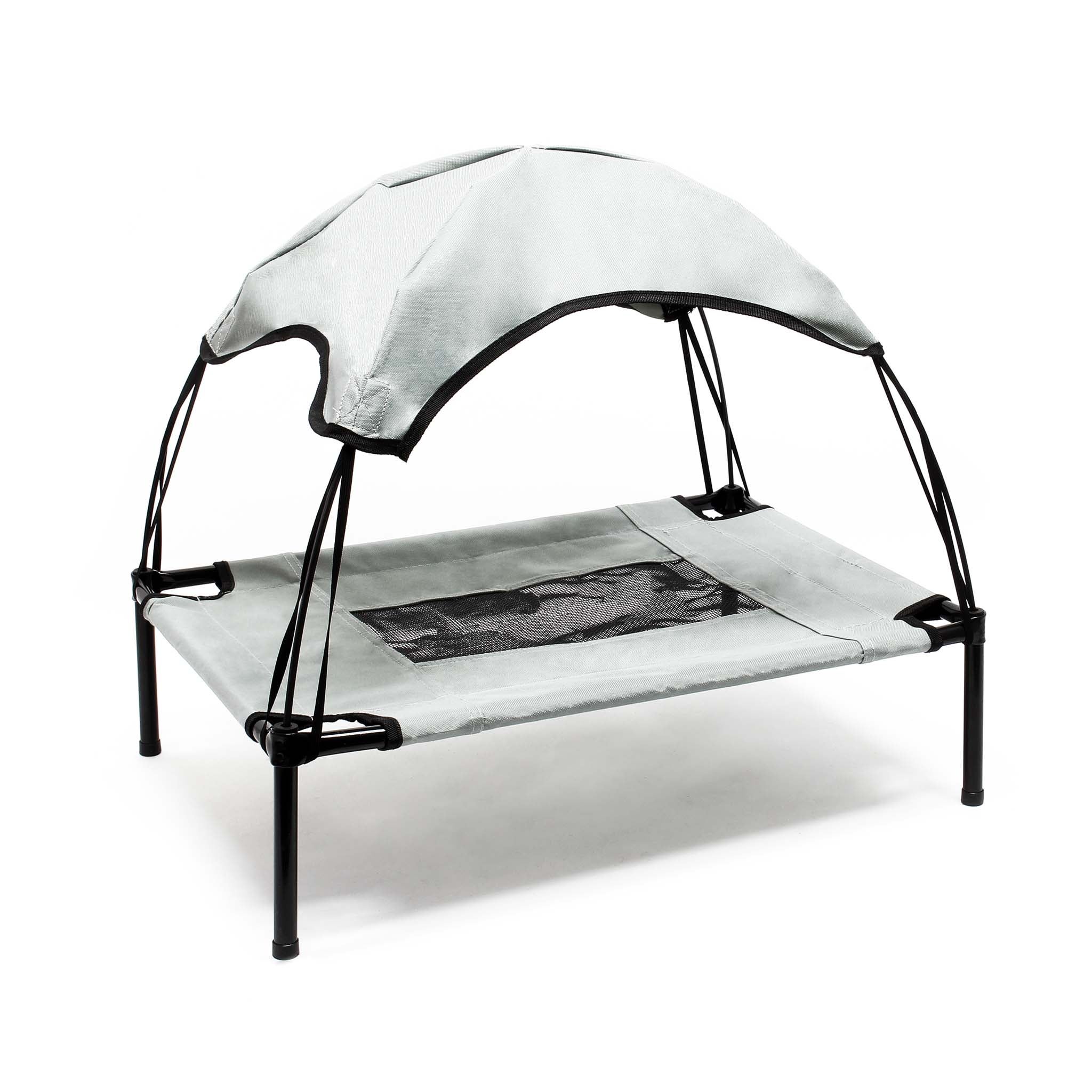 Transat pour chiens et chats avec Toit – couleur Grise – M / 76 x 60 x 16 cm – 25 kg max – en tissu Oxford – Lit de camp relaxant surélevé… Wiltec - 5