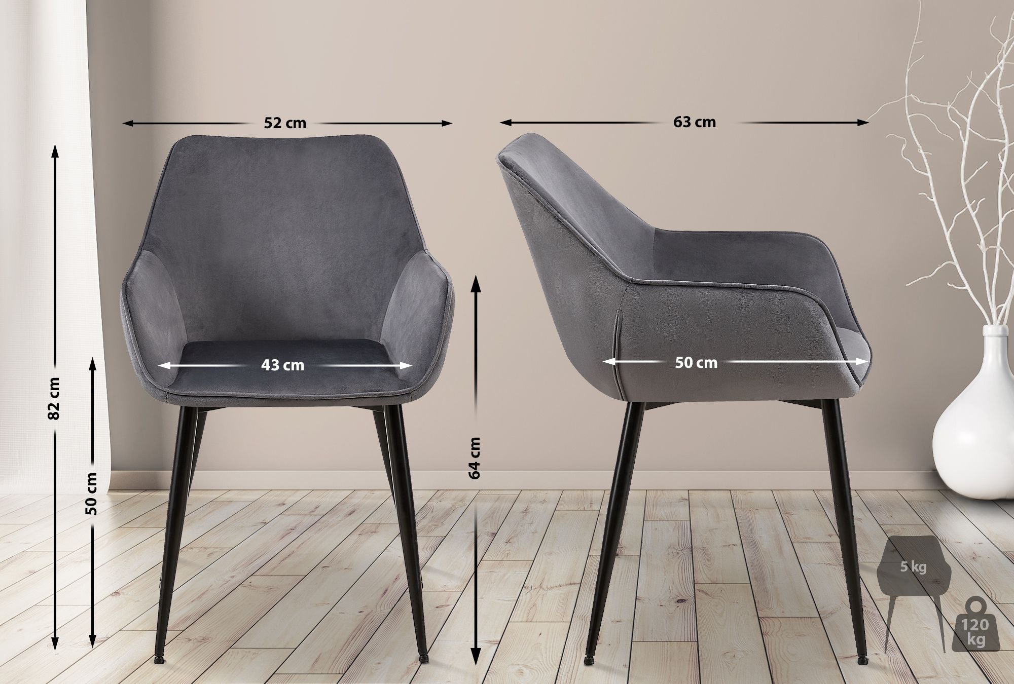 Albatros 2700 Milano Set di 6 Sedie da Pranzo - Grigio for sale online