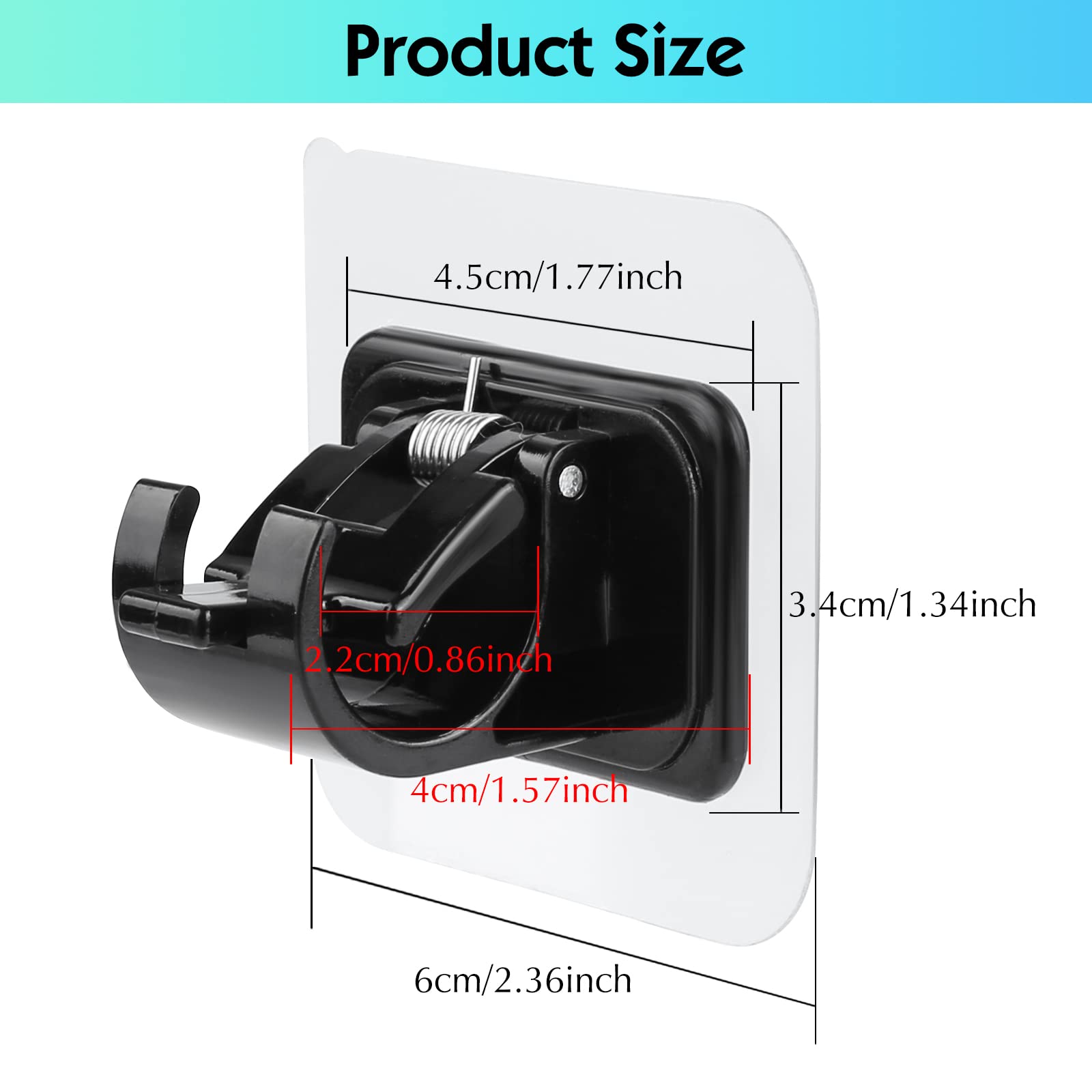 Lot de 12 supports autocollants pour tringle à rideaux, sans perçage, supports pour crochets porte-serviettes, pour salles de bains et cuisines (noir) - 2