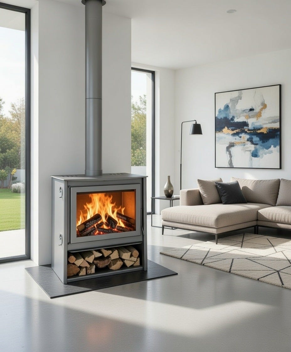 Estufa de leña Zeux 700 11 kw / Triple combustion / troncos 60 cm / calefaccion 320 m3 / Cristal limpio