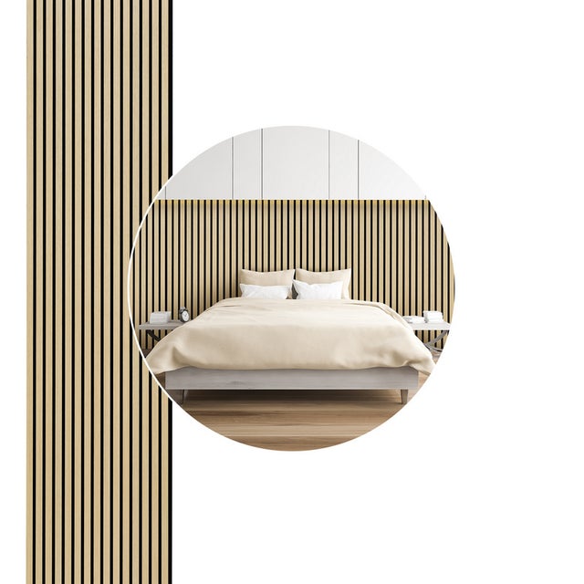 Panel de listones de MDF Revestimiento mural natural Moderno panel mural acústico de chapa de madera y fieltro 120x60x2,1cm Madera