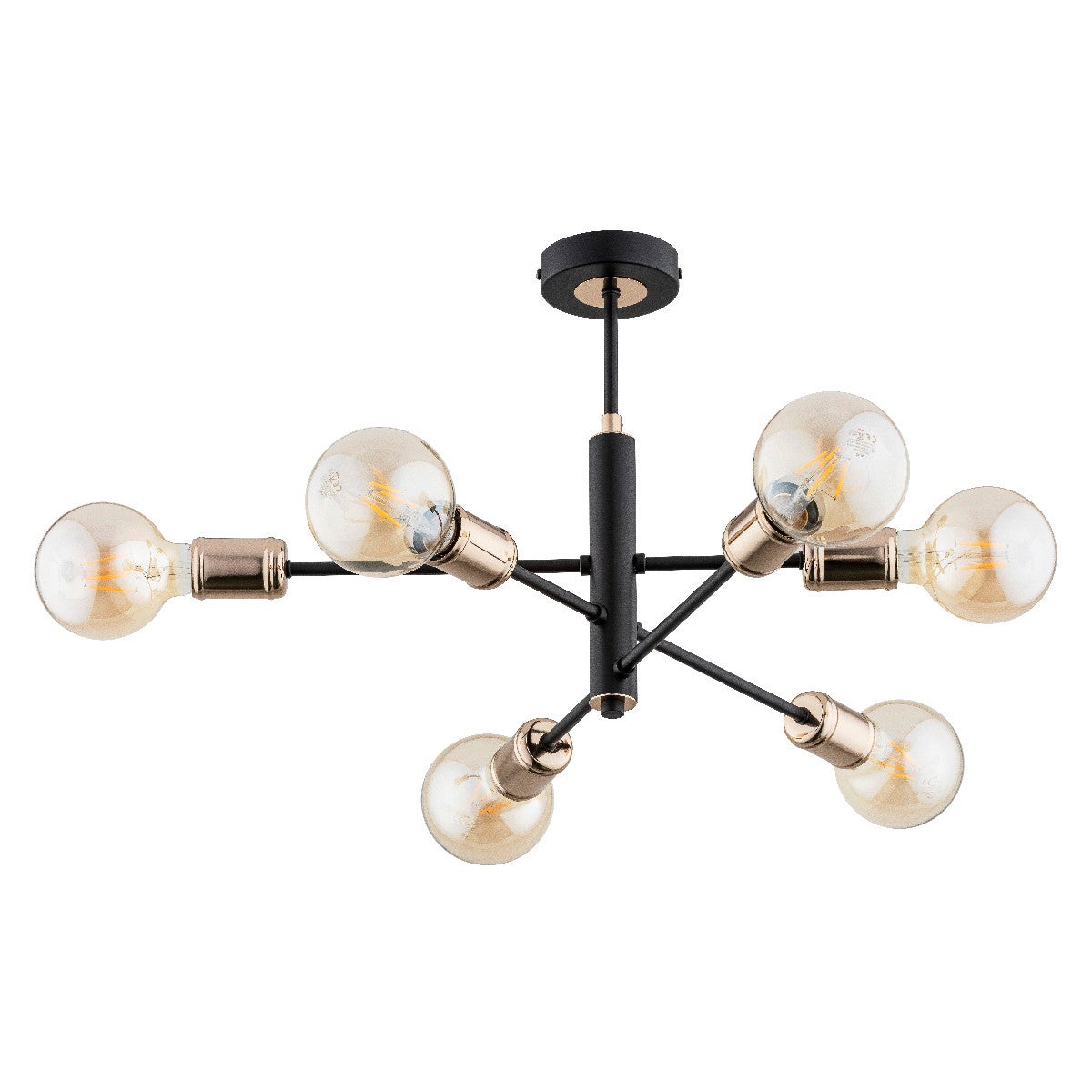 Lampa wisząca Oris czarno-złota 6xE27x15W industrialna wym: 33,5 x 47,5 x 47,5 cm metal Alfa