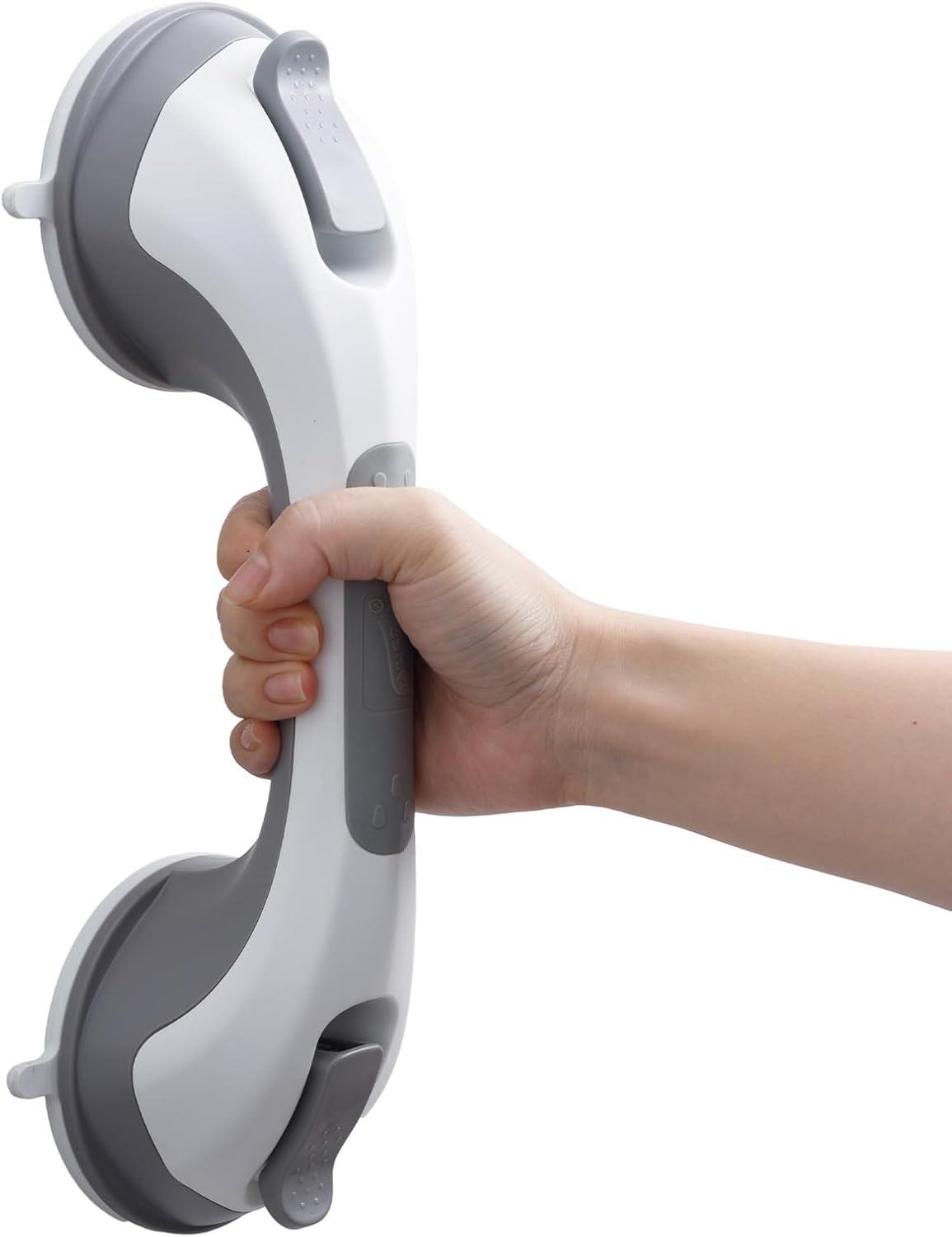 Uchwyt prysznicowy z przyssawką do łazienki, solidny uchwyt prysznicowy 31 cm, uchwyt prysznicowy bezpieczeństwa, szary