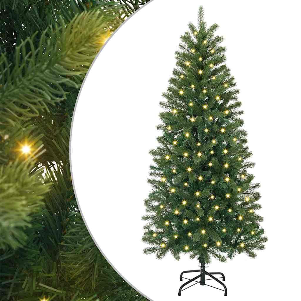Sztuczna choinka z 150 diodami LED Zielony 150 cm PE i PVC