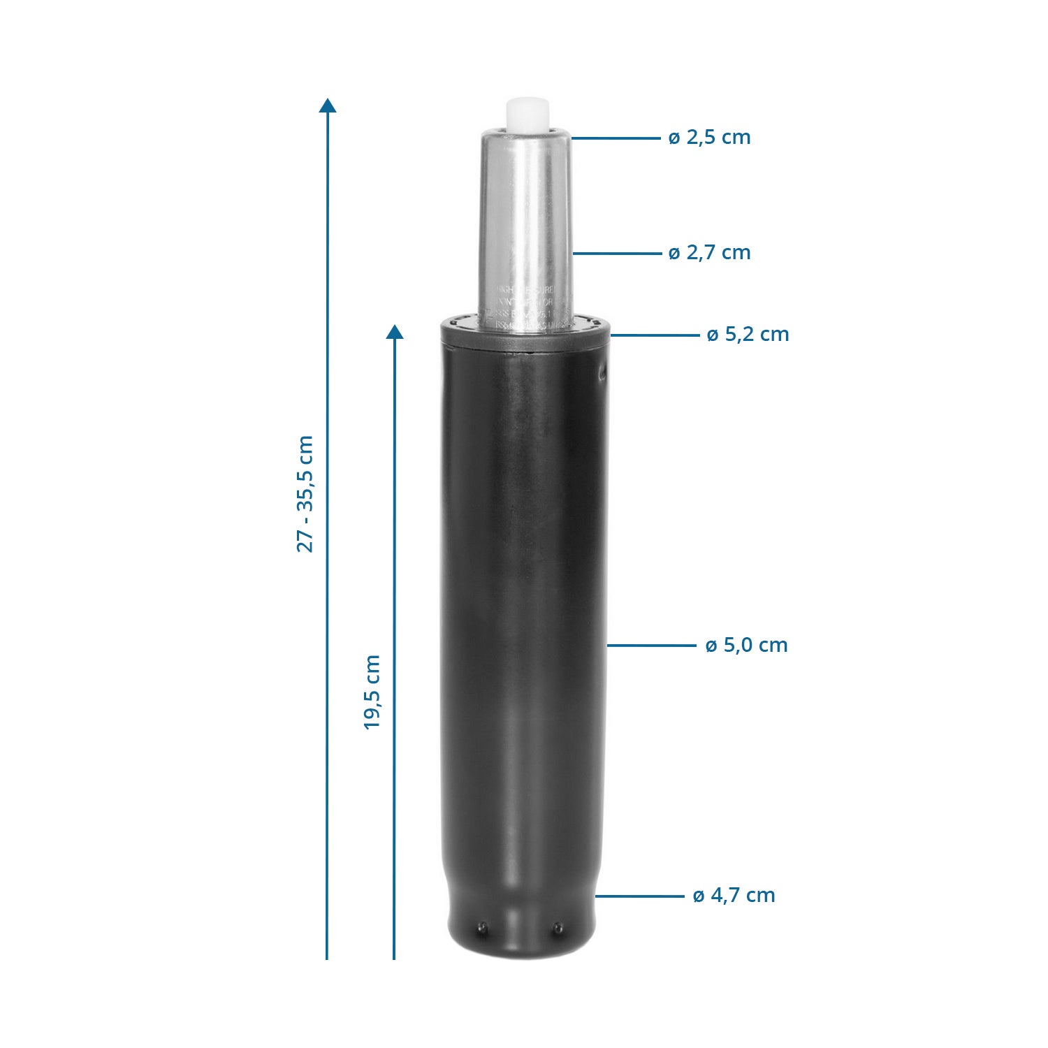 Molla a gas M - nero, 27-35,5 cm hjh OFFICE - 2