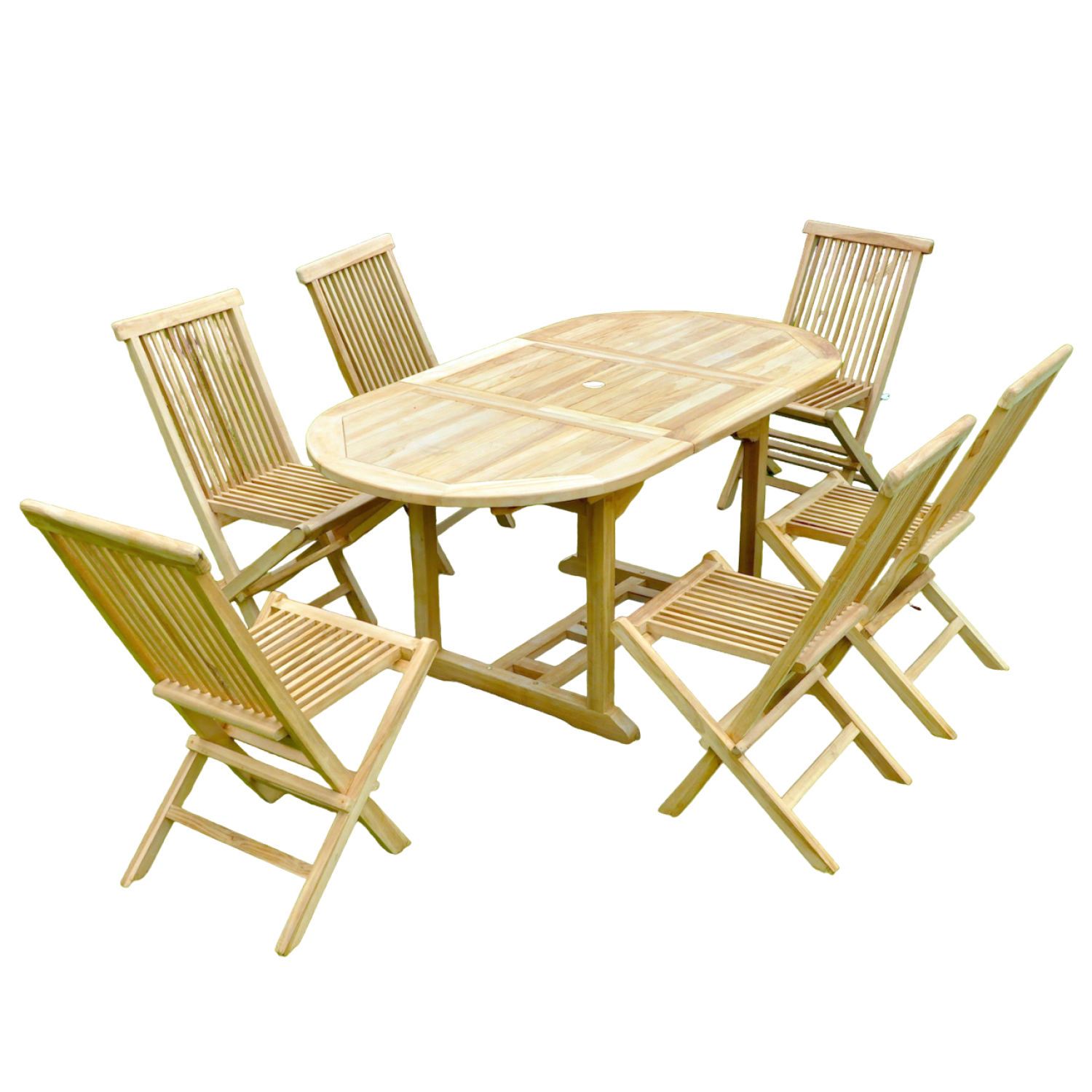 Table de jardin ovale et 6 chaises en teck KAJANG - 7