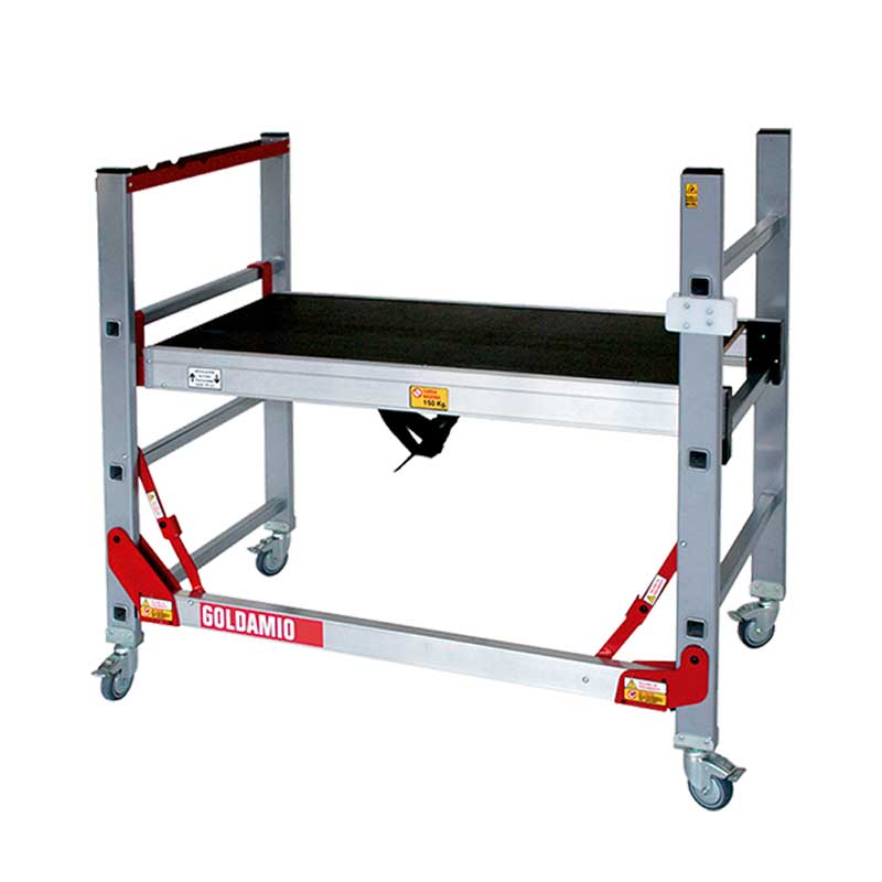 Goldamio a11 – andamio plegable de aluminio con ruedas y plataforma amplia, equipo de trabajo móvil para baja altura