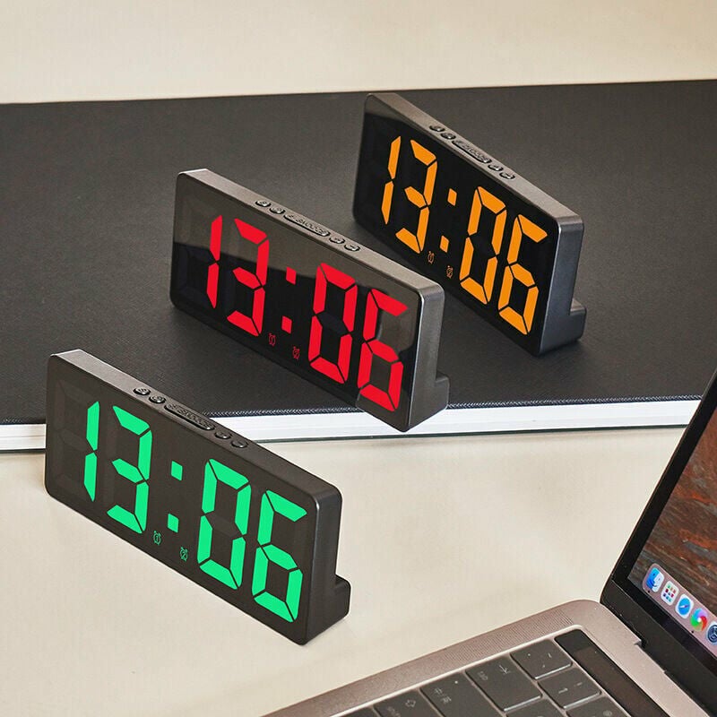 Grande horloge murale numérique intelligente APP Control Time/Date/&Sound Activate & Countdown Function Stepless Brightness & Volume Alarm with Snooze - 5