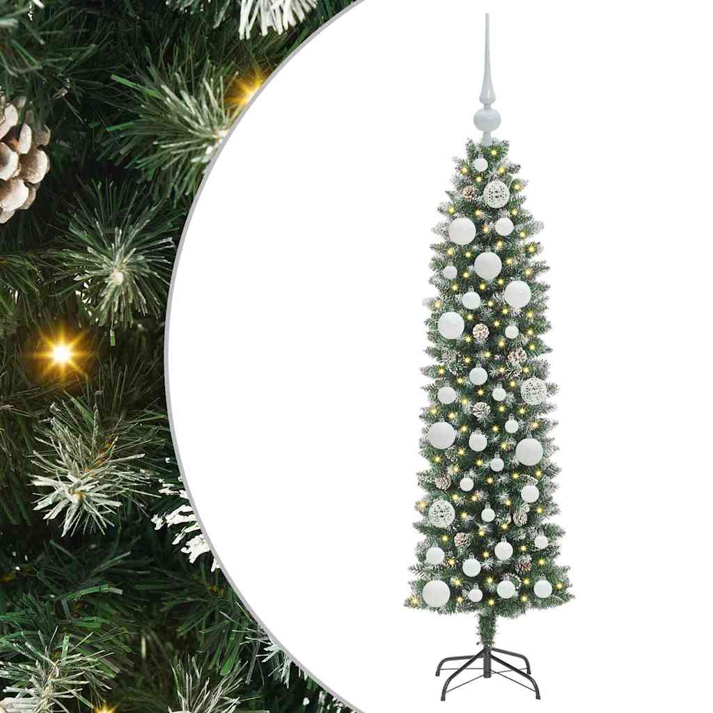 Sztuczne smukłe drzewo bożonarodzeniowe Zielono-biały 120 cm