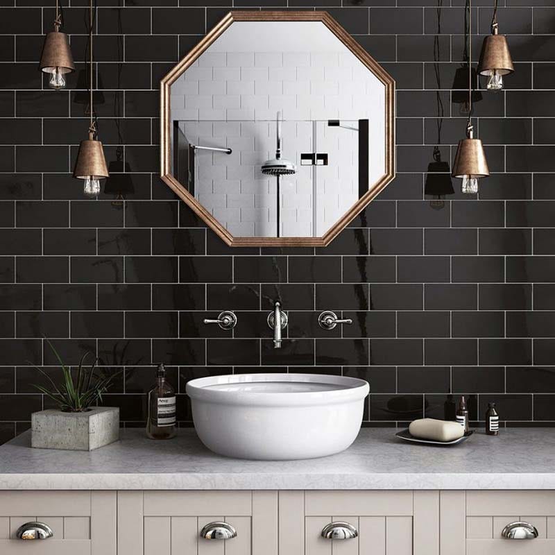 Carrelage mural faïence effet uni EVOLUTION 15x7.5cm Noir Mat - boîte ...