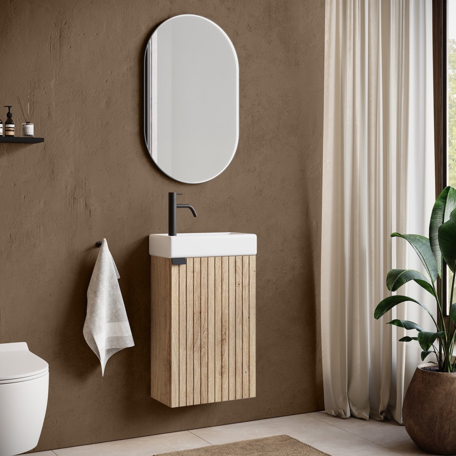 Meuble Lave-mains Bosco Chêne 40x22 cm Meuble de rangement Meuble d'évier - 2