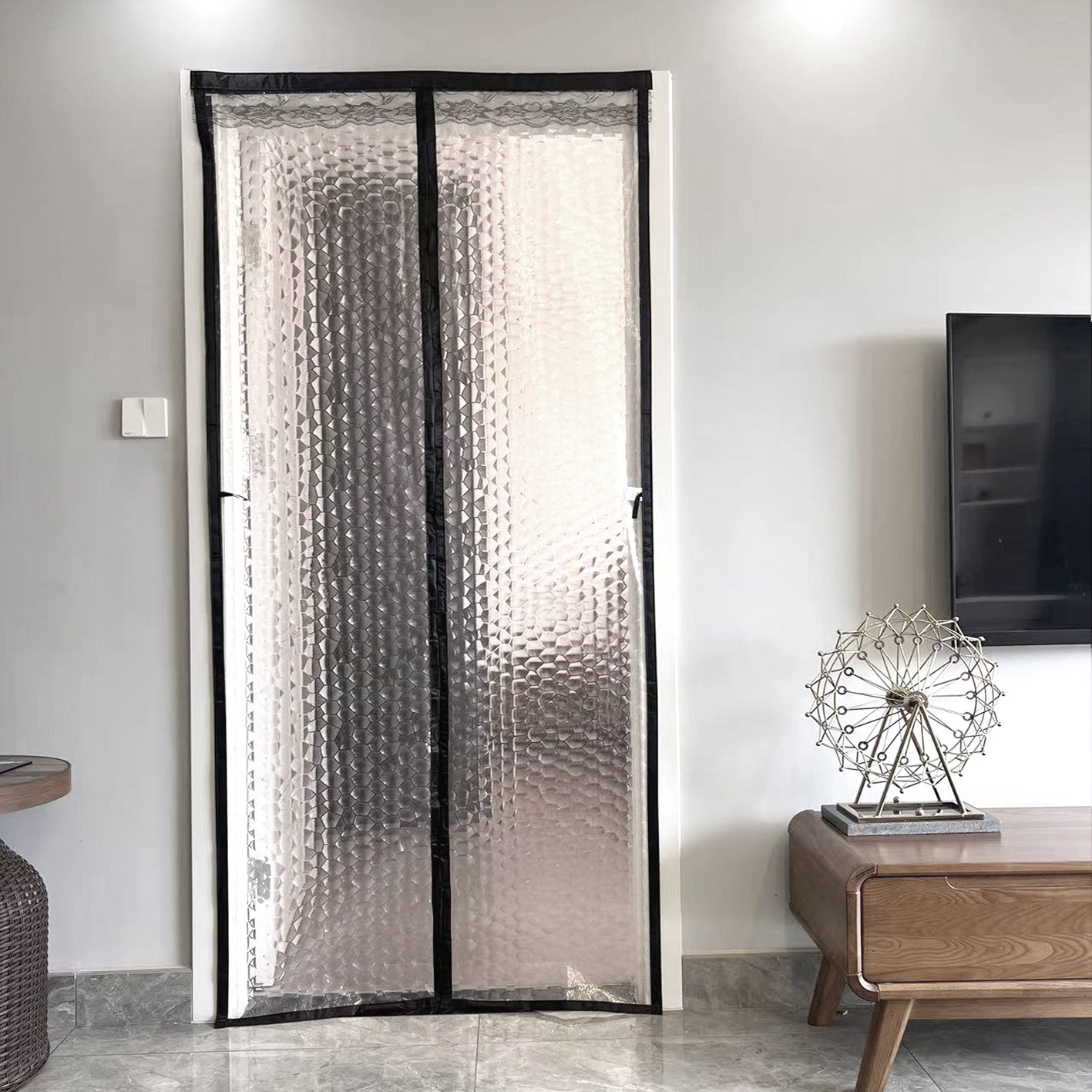 Tenda Magnetica Autoassorbente Per Porta 100x210 Cm - Isolante Termico E Acustico, Grigio, Senza Foratura - Foto 3