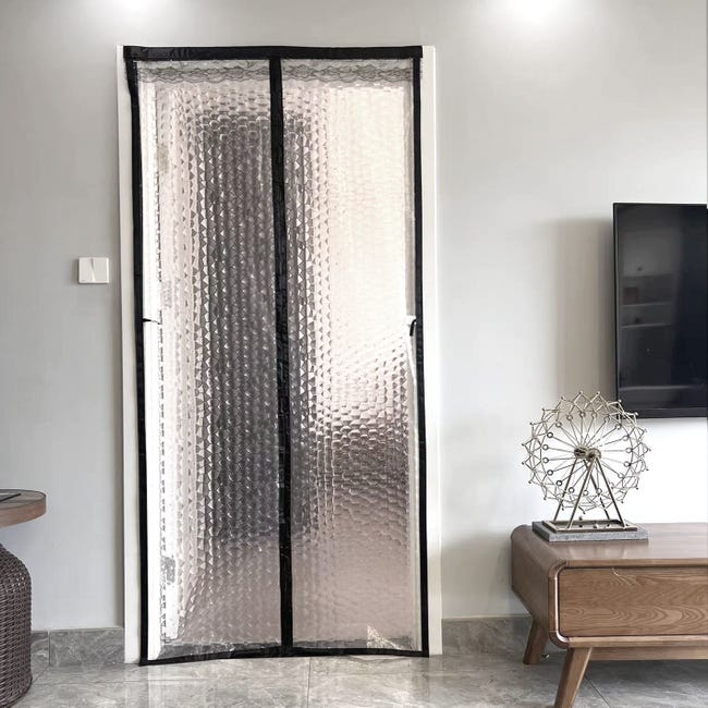 Tenda Magnetica Autoassorbente Per Porta 100x210 Cm - Isolante Termico E Acustico, Grigio, Senza Foratura - Foto 3