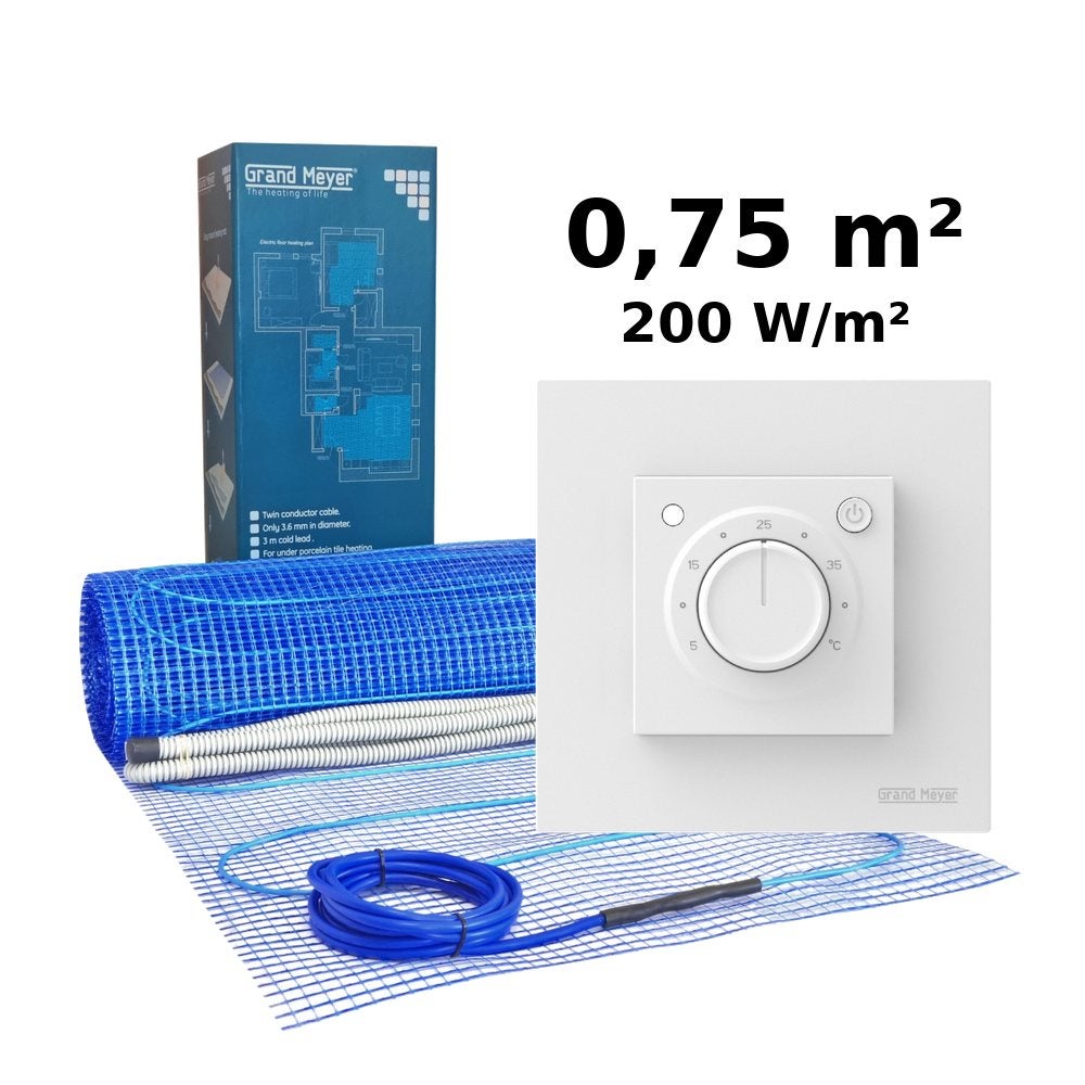 Zestaw do ogrzewania podłogowego 0,75 m², 200 W/m² + termostat MST-9