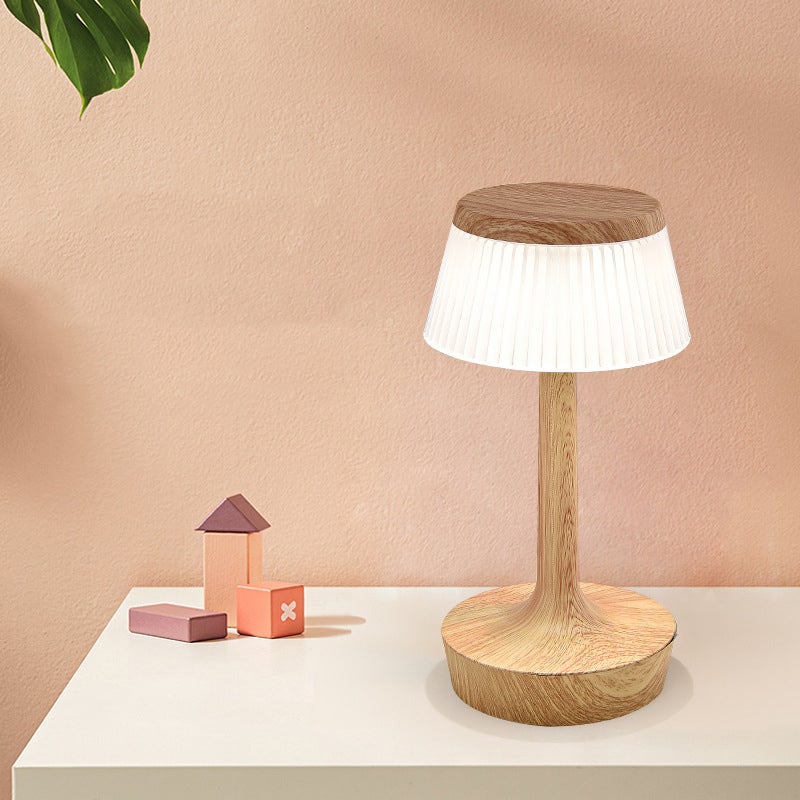 Lampka nocna LED w kształcie grzyba chroniąca oczy, trójkolorowa dotykowa dekoracyjna lampka stołowa, jasnobrązowa, 12 x 23 cm